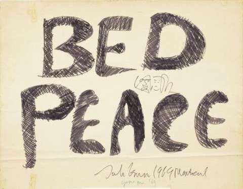John and Yoko Montreal Bed-In for Peace Placard