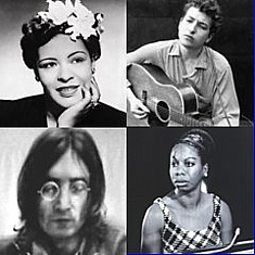 Bob Dylan, John Lennon, Nina Simone and Billie Holiday