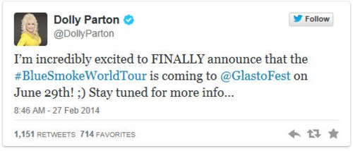 Dolly Parton Glastonbury tweet