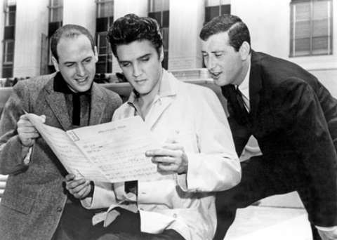 Elvis Presley with Jerry Leiber and Mike Stoller