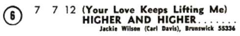 Jackie Wilson - Love Keeps Lifting Me Higher hot 100