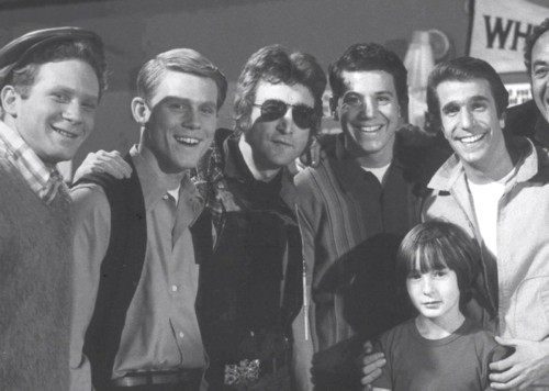 John Lennon on Happy Days set John Lennon on Happy Days set