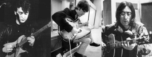 John Lennon with guitars
