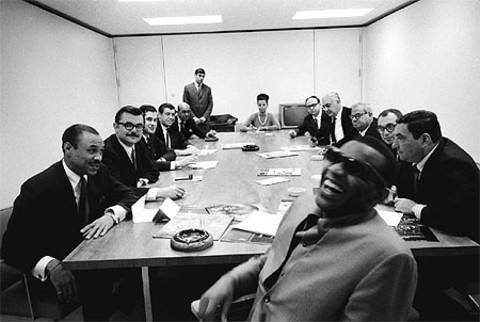 Ray Charles laughing with ABC executives