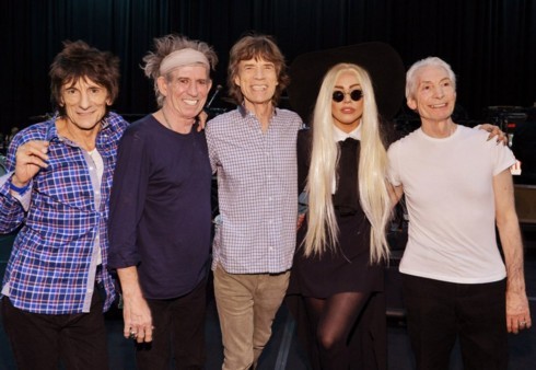 The Rolling Stones and Lady Gaga at rehearsals
